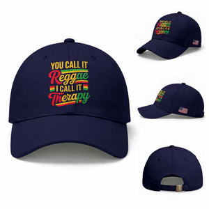 You Call It Reggae I Call It Therapy Baseball Cap Emotional Jamaican Rasta Music Lovers TS02 Baseball Cap Universal Fit Dark Blue Print Your Wear