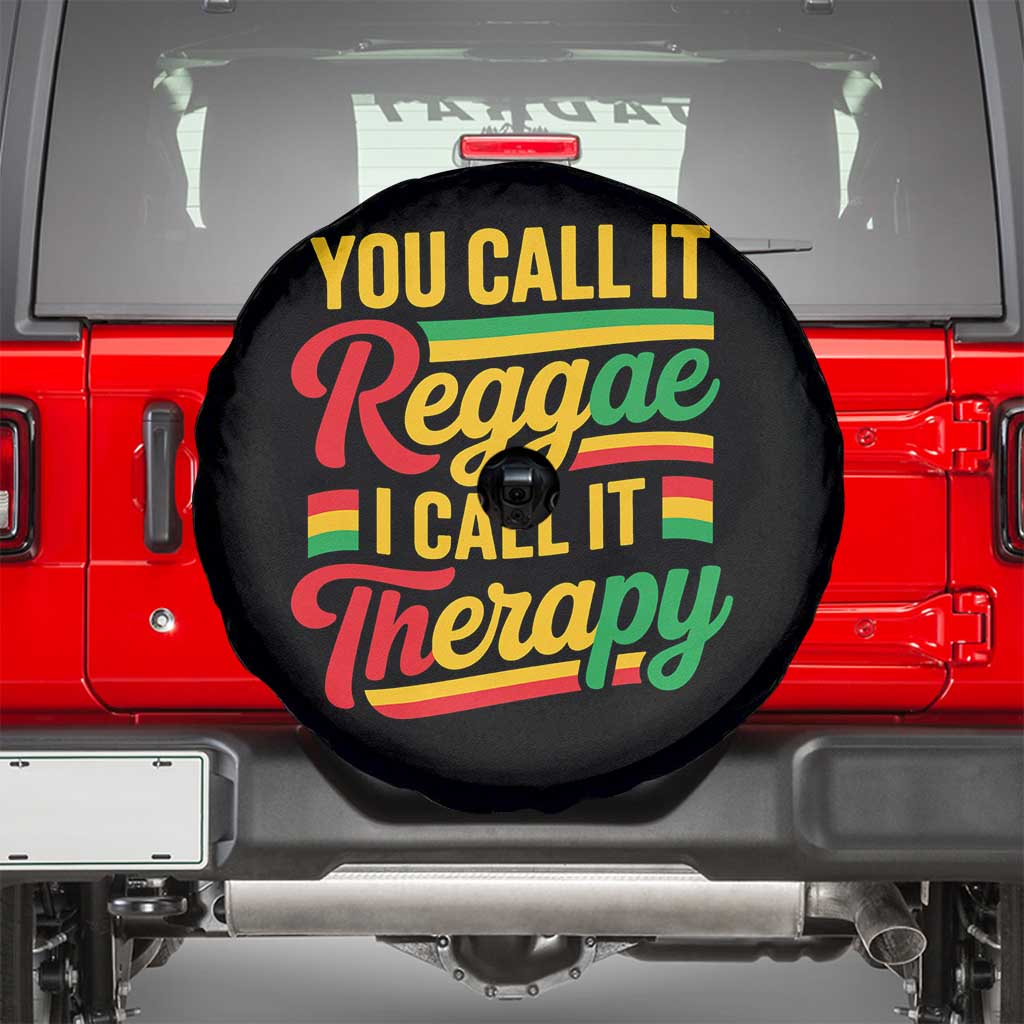 You Call It Reggae I Call It Therapy Spare Tire Cover Emotional Jamaican Rasta Music Lovers TS02 Black Print Your Wear