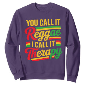 You Call It Reggae I Call It Therapy Sweatshirt Emotional Jamaican Rasta Music Lovers TS02 Purple Print Your Wear