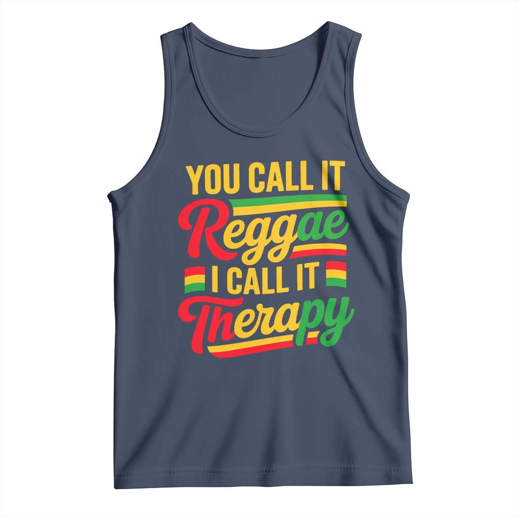 You Call It Reggae I Call It Therapy Tank Top Emotional Jamaican Rasta Music Lovers TS02 Navy Print Your Wear