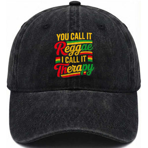 You Call It Reggae I Call It Therapy Washed Cotton Baseball Cap Emotional Jamaican Rasta Music Lovers TS02 Print Your Wear