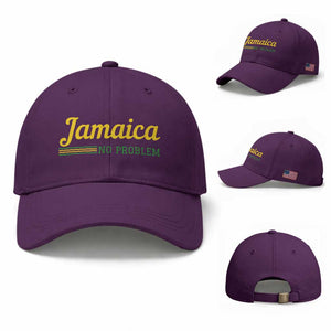 Jamaica No Problem Baseball Cap Classic Island Motto and Caribbean Vacation TS02 Baseball Cap Universal Fit Purple Print Your Wear
