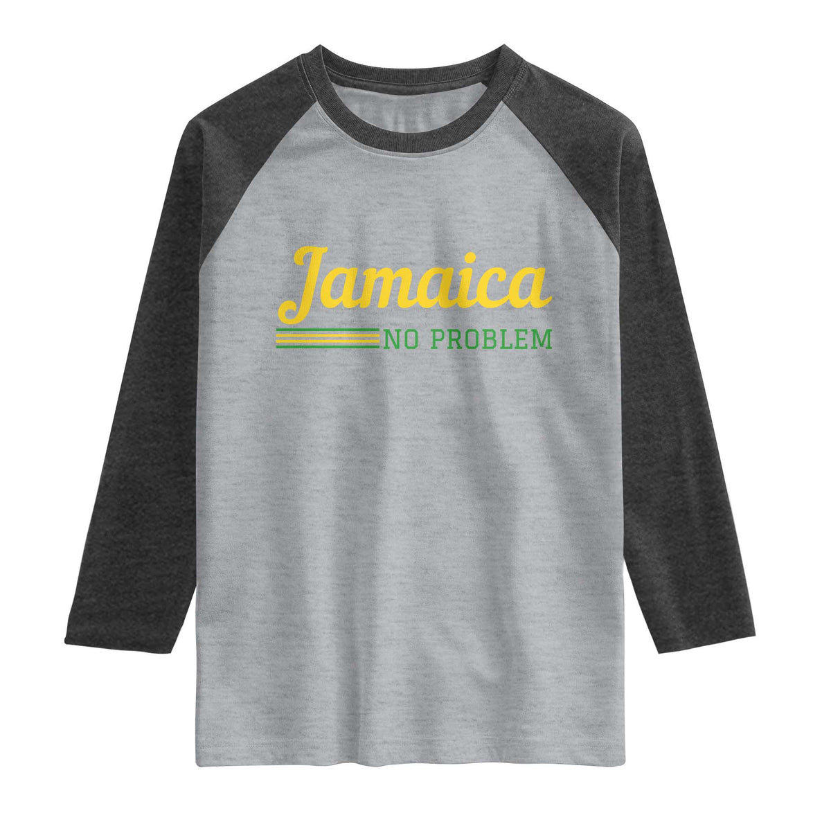 Jamaica No Problem Raglan Shirt Classic Island Motto and Caribbean Vacation TS02 Heather Gray Heather Charcoal Print Your Wear