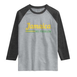 Jamaica No Problem Raglan Shirt Classic Island Motto and Caribbean Vacation TS02 Heather Gray Heather Charcoal Print Your Wear