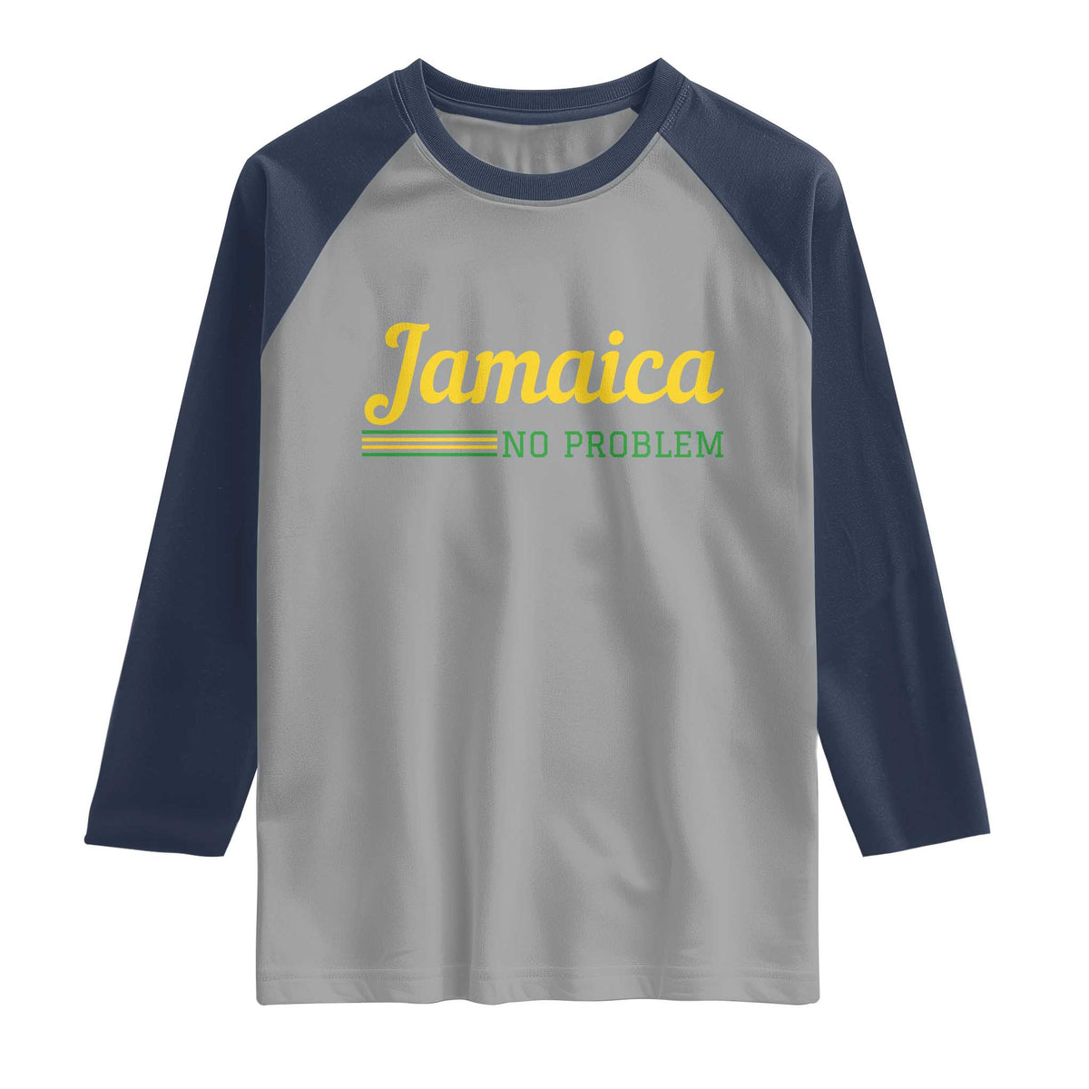 Jamaica No Problem Raglan Shirt Classic Island Motto and Caribbean Vacation TS02 Sport Gray Navy Print Your Wear