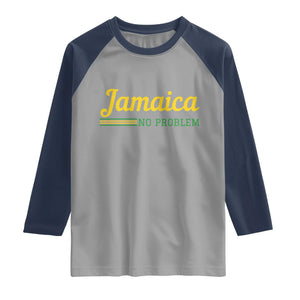 Jamaica No Problem Raglan Shirt Classic Island Motto and Caribbean Vacation TS02 Sport Gray Navy Print Your Wear