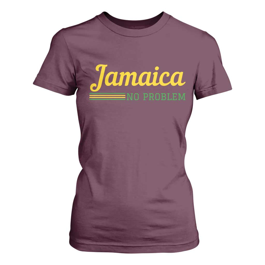 Jamaica No Problem T Shirt For Women Classic Island Motto and Caribbean Vacation TS02 Maroon Print Your Wear