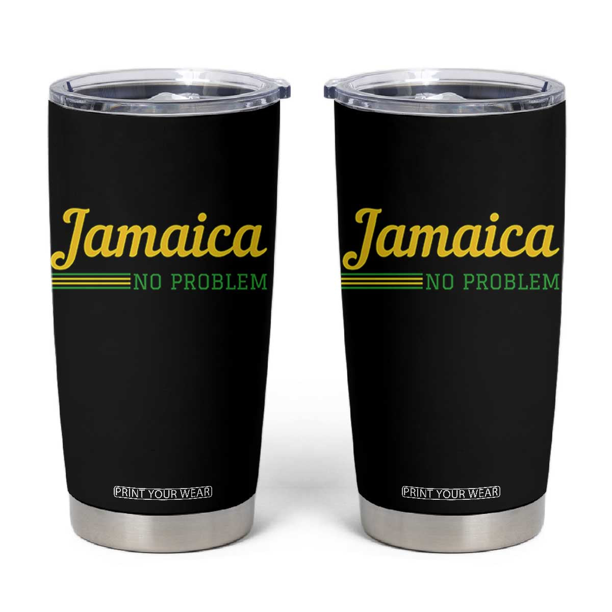 Jamaica No Problem Tumbler Cup Classic Island Motto and Caribbean Vacation TS02 Black Print Your Wear