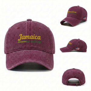 Jamaica No Problem Washed Cotton Baseball Cap Classic Island Motto and Caribbean Vacation TS02 Washed Cap Universal Fit Burgundy Print Your Wear