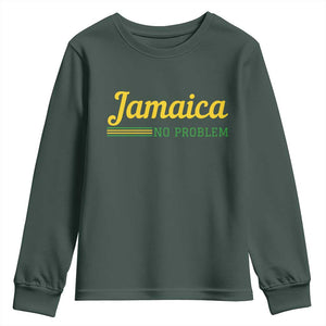 Jamaica No Problem Youth Sweatshirt Classic Island Motto and Caribbean Vacation TS02 Dark Forest Green Print Your Wear