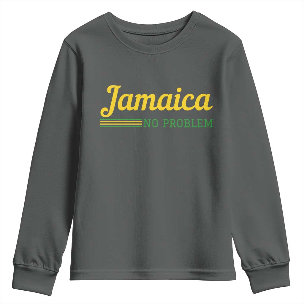 Jamaica No Problem Youth Sweatshirt Classic Island Motto and Caribbean Vacation TS02 Dark Heather Print Your Wear