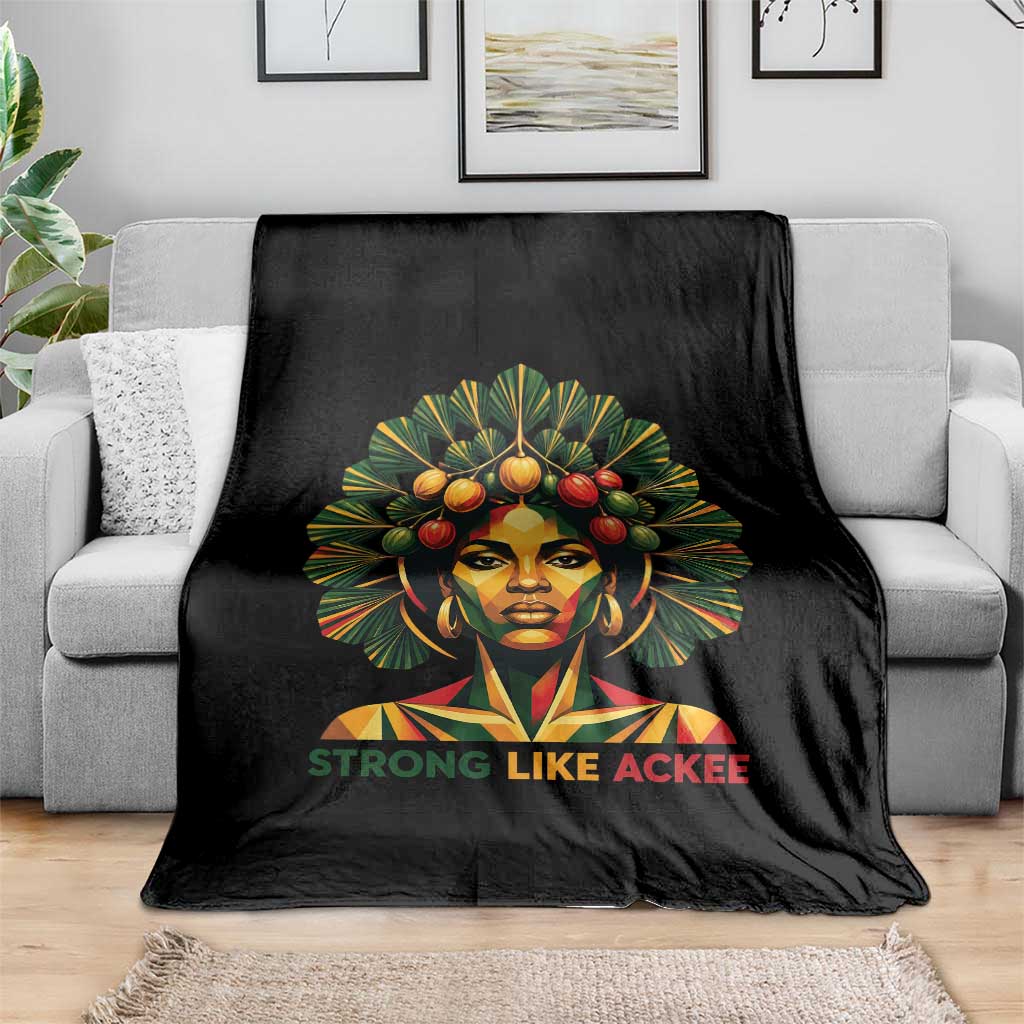 Strong Like Ackee Empowered Woman Throw Blanket Jamaican National Fruit Heritage Pride TS02 Print Your Wear
