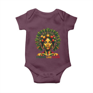 Strong Like Ackee Empowered Woman Baby Onesie Jamaican National Fruit Heritage Pride TS02 Maroon Print Your Wear