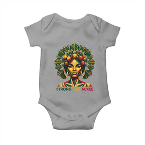 Strong Like Ackee Empowered Woman Baby Onesie Jamaican National Fruit Heritage Pride TS02 Sport Gray Print Your Wear