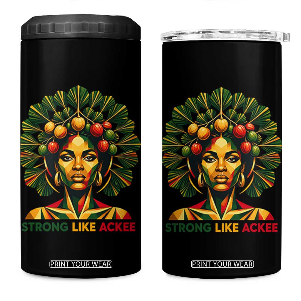 Strong Like Ackee Empowered Woman 4 in 1 Can Cooler Tumbler Jamaican National Fruit Heritage Pride TS02 One Size: 16 oz Black Print Your Wear