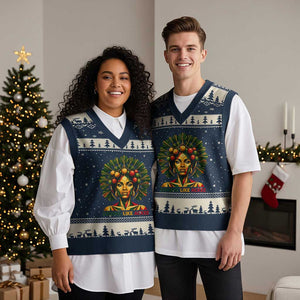 Strong Like Ackee Empowered Woman V-Neck Knit Sweater Vest Jamaican National Fruit Heritage Pride TS02 Navy Beige Print Your Wear