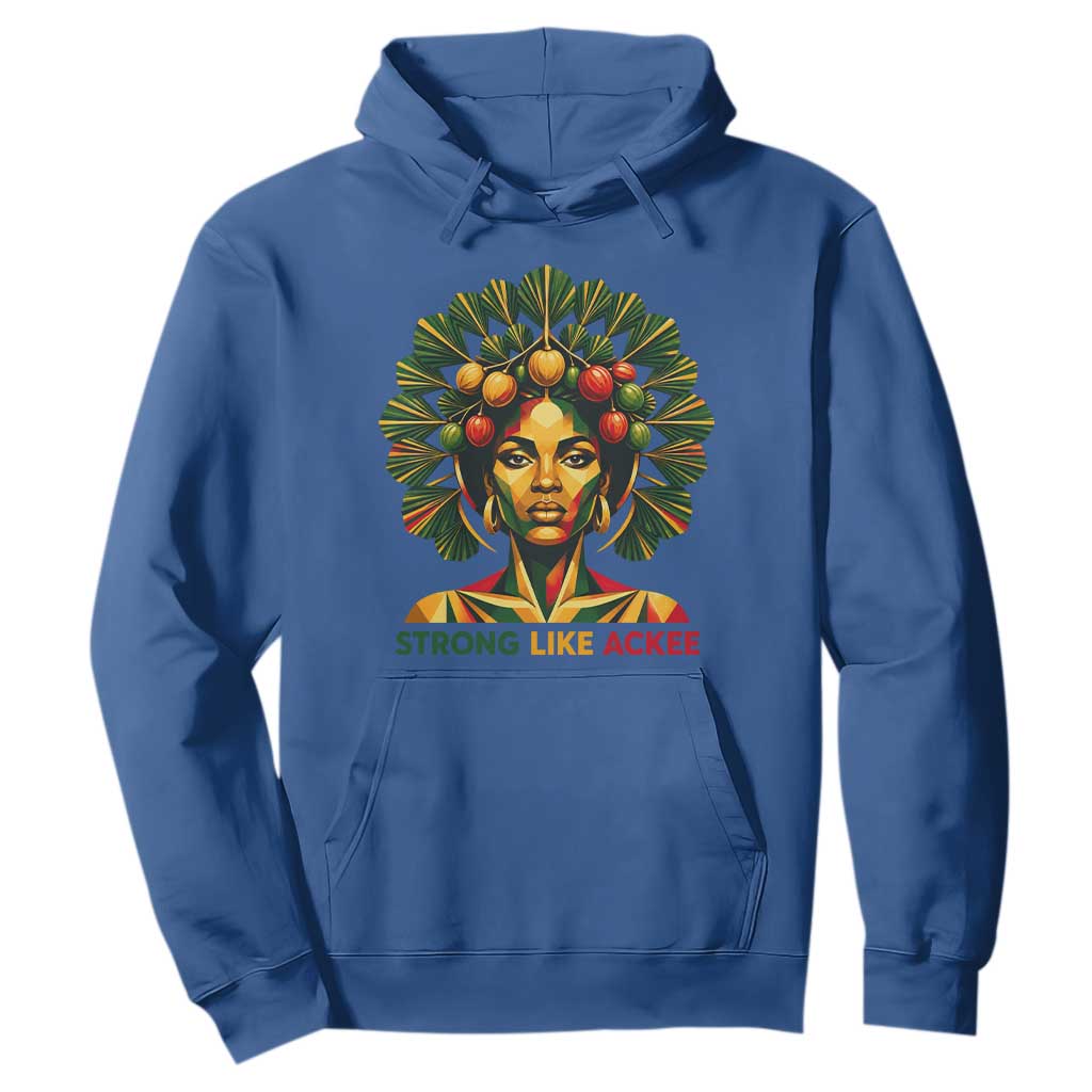 Strong Like Ackee Empowered Woman Hoodie Jamaican National Fruit Heritage Pride TS02 Royal Blue Print Your Wear