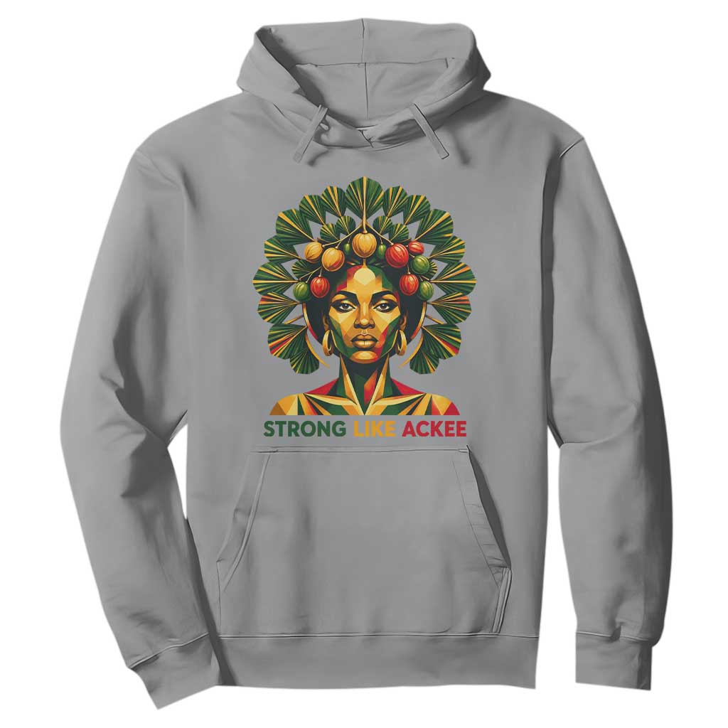 Strong Like Ackee Empowered Woman Hoodie Jamaican National Fruit Heritage Pride TS02 Sport Gray Print Your Wear