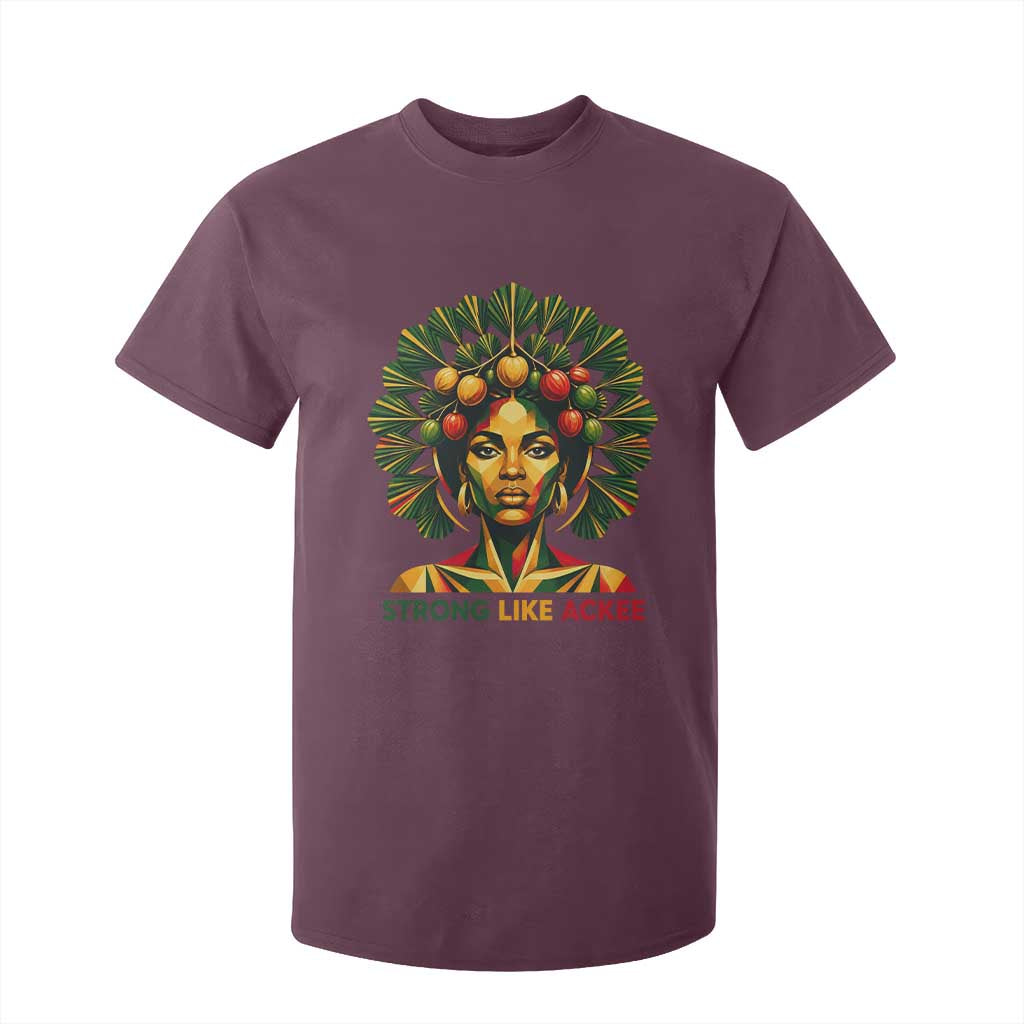 Strong Like Ackee Empowered Woman T Shirt For Kid Jamaican National Fruit Heritage Pride TS02 Maroon Print Your Wear