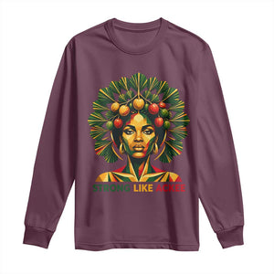 Strong Like Ackee Empowered Woman Long Sleeve Shirt Jamaican National Fruit Heritage Pride TS02 Maroon Print Your Wear