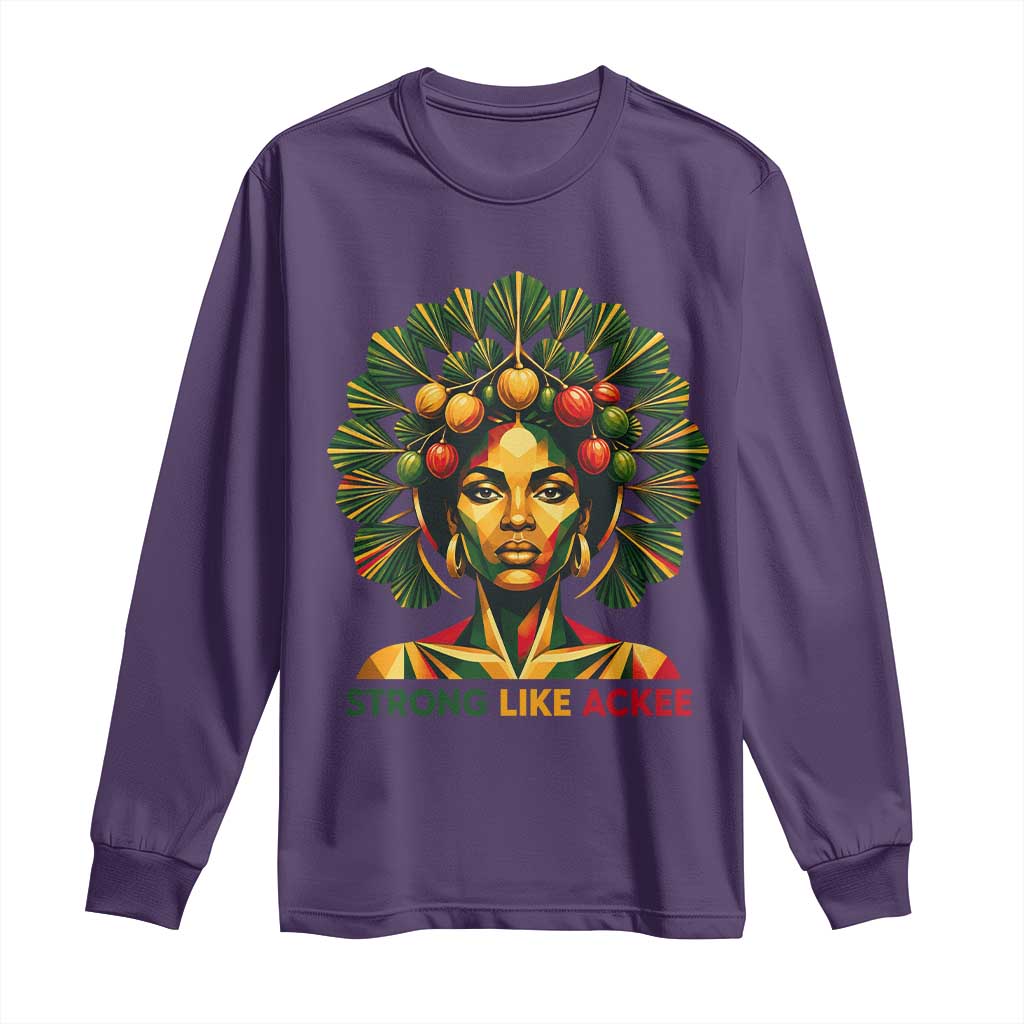 Strong Like Ackee Empowered Woman Long Sleeve Shirt Jamaican National Fruit Heritage Pride TS02 Purple Print Your Wear