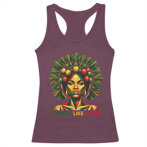 Strong Like Ackee Empowered Woman Racerback Tank Top Jamaican National Fruit Heritage Pride TS02 Maroon Print Your Wear
