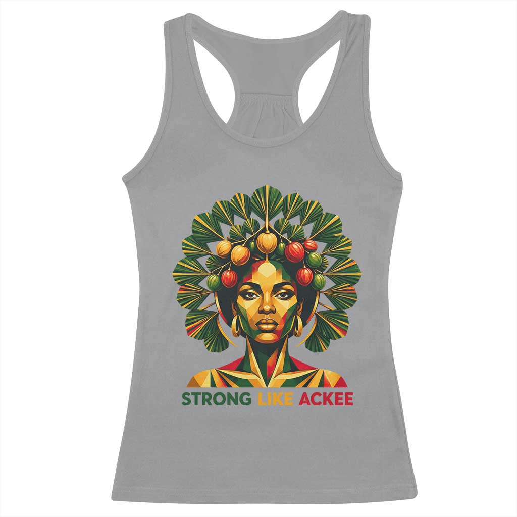 Strong Like Ackee Empowered Woman Racerback Tank Top Jamaican National Fruit Heritage Pride TS02 Sport Gray Print Your Wear