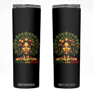 Strong Like Ackee Empowered Woman Skinny Tumbler Jamaican National Fruit Heritage Pride TS02 Black Print Your Wear