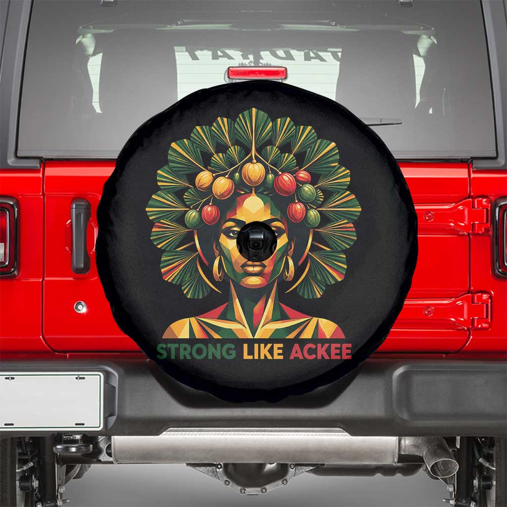 Strong Like Ackee Empowered Woman Spare Tire Cover Jamaican National Fruit Heritage Pride TS02 Black Print Your Wear