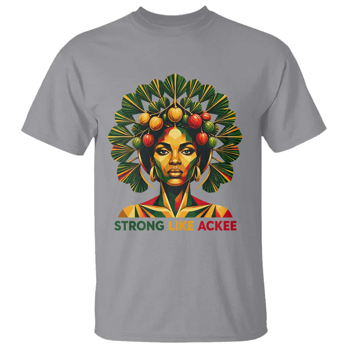 Strong Like Ackee Empowered Woman T Shirt Jamaican National Fruit Heritage Pride TS02 Sport Gray Print Your Wear