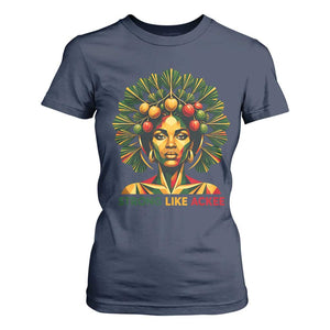 Strong Like Ackee Empowered Woman T Shirt For Women Jamaican National Fruit Heritage Pride TS02 Navy Print Your Wear