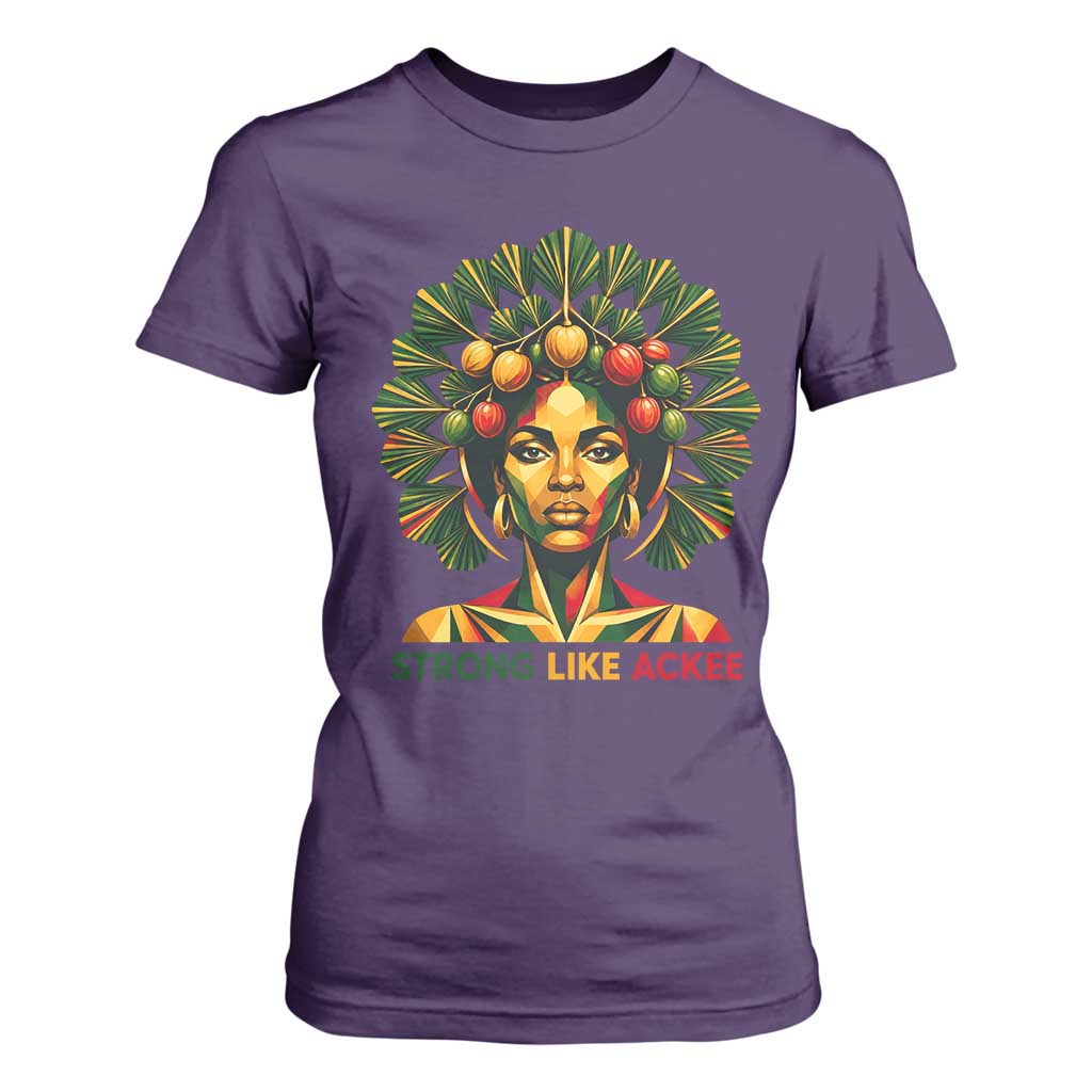 Strong Like Ackee Empowered Woman T Shirt For Women Jamaican National Fruit Heritage Pride TS02 Purple Print Your Wear