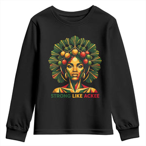 Strong Like Ackee Empowered Woman Youth Sweatshirt Jamaican National Fruit Heritage Pride TS02 Black Print Your Wear