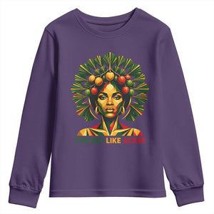 Strong Like Ackee Empowered Woman Youth Sweatshirt Jamaican National Fruit Heritage Pride TS02 Purple Print Your Wear