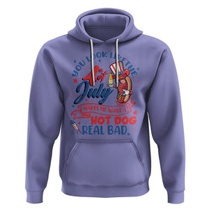 Funny 4th Of July Hoodie You Look Like The Fourth Of July Makes Me Want A Hot Dog Real Bad TS02 Violet Printyourwear