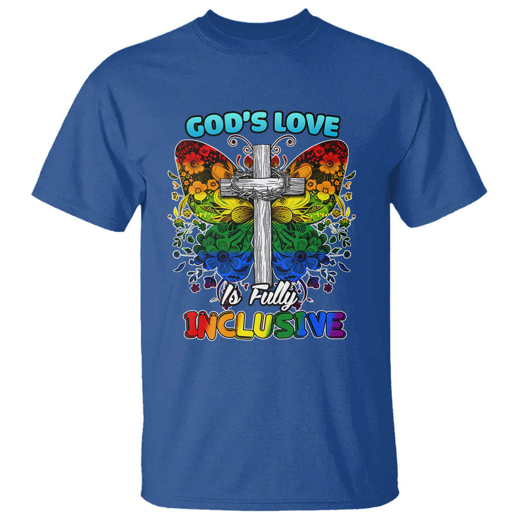 LGBT Pride T Shirt God's Love Is Fully Inclusive Christian Cross Butterfly TS02 Royal Blue Printyourwear
