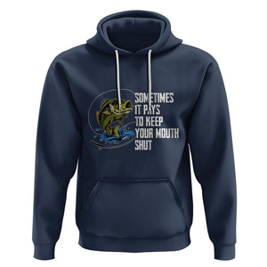 Funny Fishing Hoodie Sometimes It Pays To Keep Your Mouth Shut TS02 Navy Printyourwear