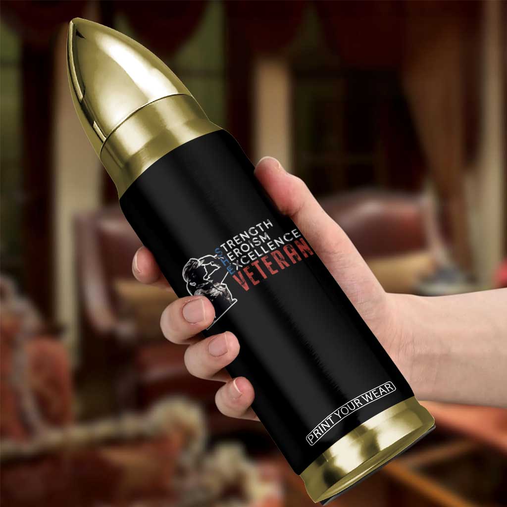 Female Veteran Bullet Tumbler Strength Heroism Excellence Women TS02 Print Your Wear