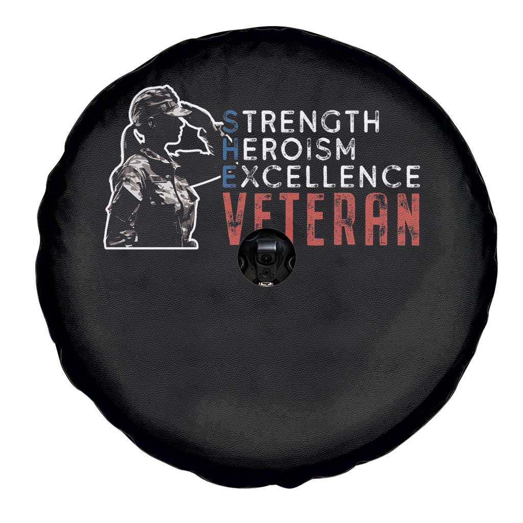 Female Veteran Spare Tire Cover Strength Heroism Excellence Women TS02 Print Your Wear