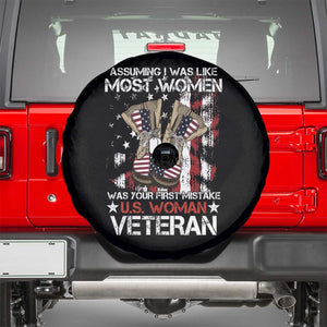 Female Veteran Spare Tire Cover Assuming I Was Like Most Women Was Your First Mistake American Flag Dog Tags And Combat Boots TS02 Black Print Your Wear