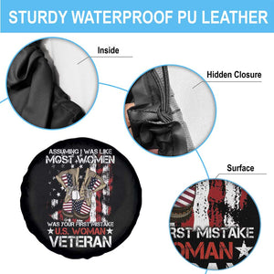 Female Veteran Spare Tire Cover Assuming I Was Like Most Women Was Your First Mistake American Flag Dog Tags And Combat Boots TS02 Print Your Wear