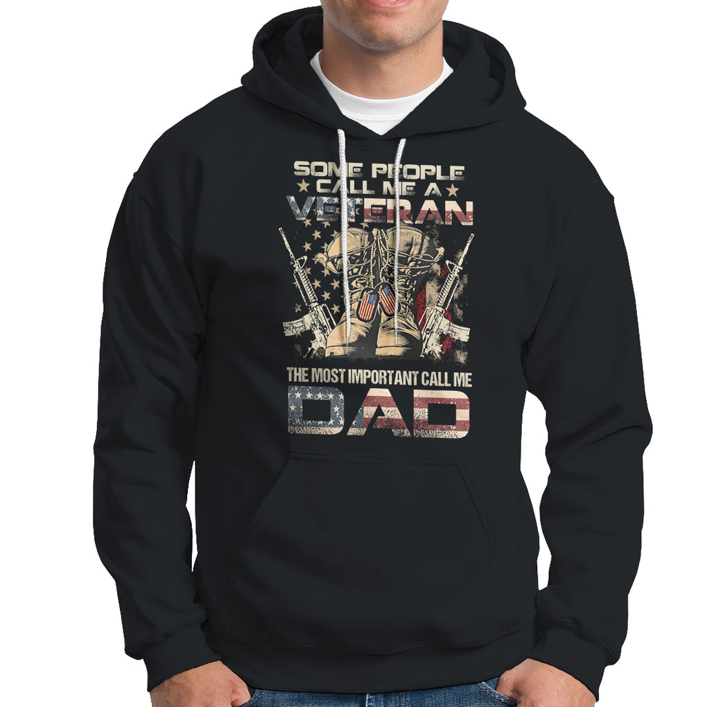 Veteran Dad Hoodie The Most Important People Call Me Dad American Flag Combat Boots And Dog Tags TS02 Dark Heather Printyourwear