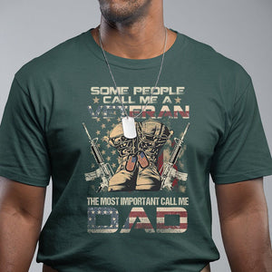Veteran Dad T Shirt The Most Important People Call Me Dad American Flag Combat Boots And Dog Tags TS02 Printyourwear