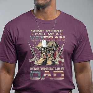 Veteran Dad T Shirt The Most Important People Call Me Dad American Flag Combat Boots And Dog Tags TS02 Printyourwear