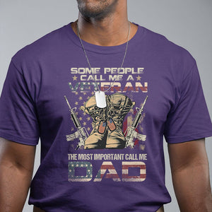 Veteran Dad T Shirt The Most Important People Call Me Dad American Flag Combat Boots And Dog Tags TS02 Printyourwear
