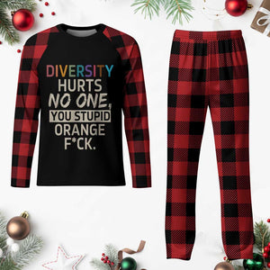 Diversity Hurts No One Plaid Pajama Set Equality and Inclusion Bold Statement TS02 Buffalo Plaid Print Your Wear