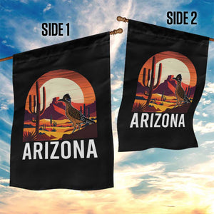 Retro Arizona Roadrunner Desert Sunset Graphic Garden Flag Southwest Saguaro Cactus Wildlife Travel Souvenir