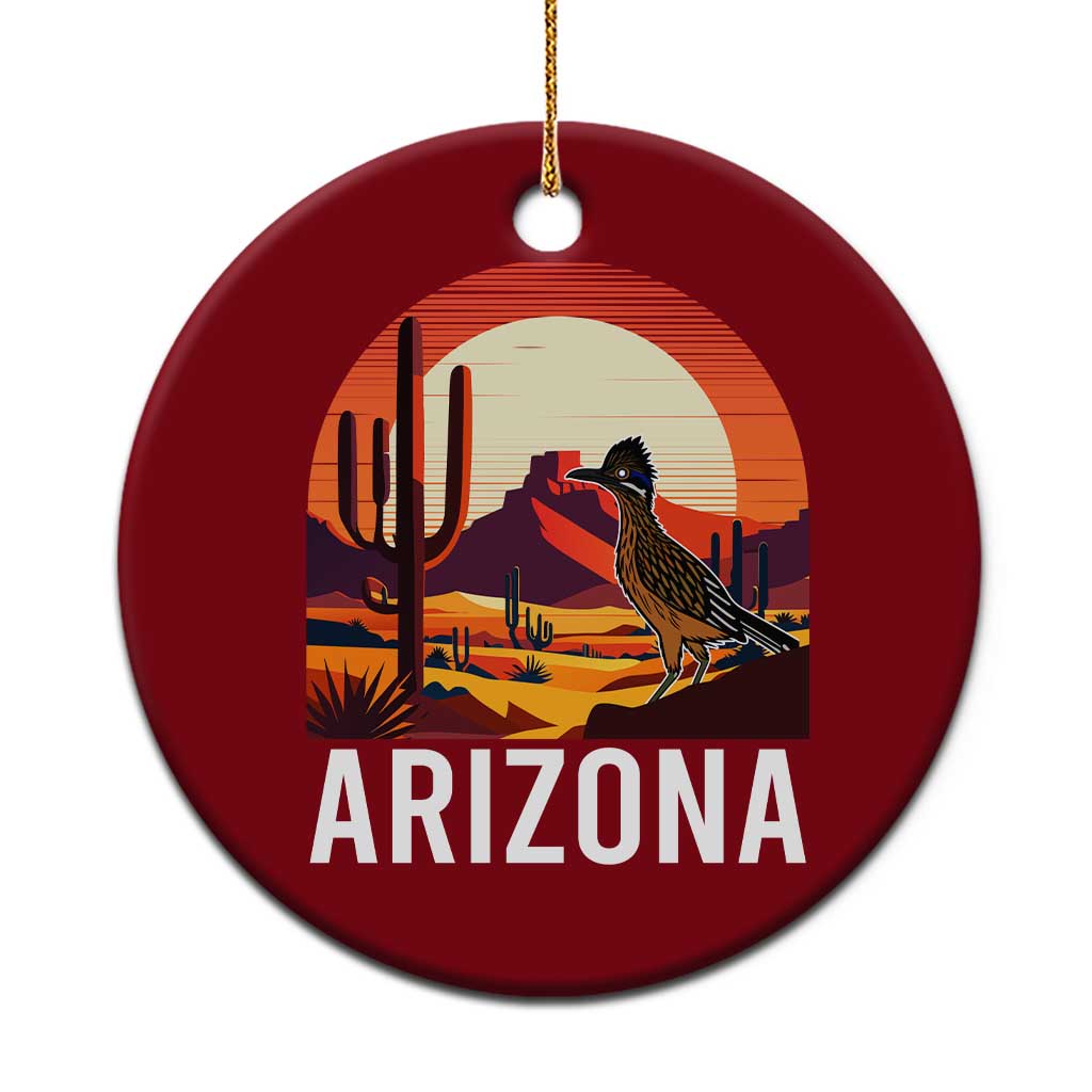 Retro Arizona Roadrunner Desert Sunset Graphic Ceramic Ornament Southwest Saguaro Cactus Wildlife Travel Souvenir TS02 1pc Red Print Your Wear
