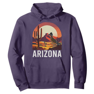 Retro Arizona Roadrunner Desert Sunset Graphic Hoodie Southwest Saguaro Cactus Wildlife Travel Souvenir