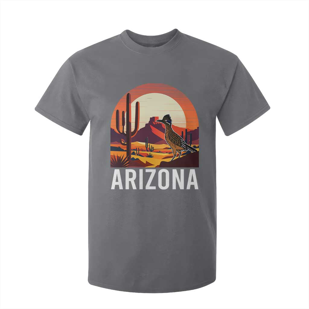 Retro Arizona Roadrunner Desert Sunset Graphic T Shirt For Kid Southwest Saguaro Cactus Wildlife Travel Souvenir